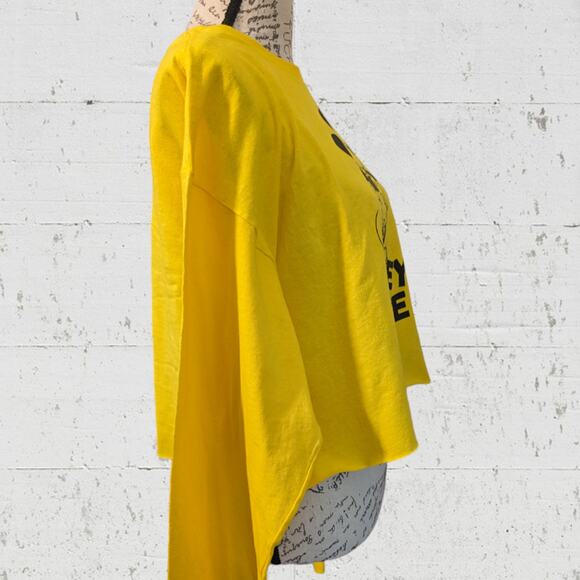 Disney Mickey Mouse Crop Tee, Long Sleeve Top Yellow NWOT, Size XL - Picture 4 of 5